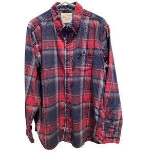 Original Weatherproof Flannel Shirt size XL Cotton Blend, Red Black Plaid, Butto